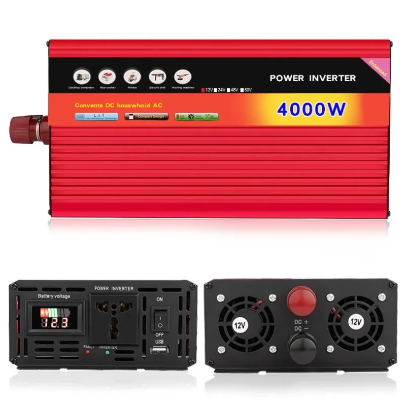 RV Dedicated Power Inverter 4000W DC12V 24V 48V To AC220V Vehicle Voltage Transformer