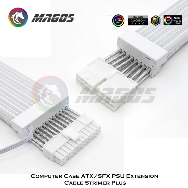 

Корпус компьютера ATX PSU 8Pin/24Pin удлинительный кабель Strimer Plus, Not Lian Li, Rainbow ARGB 5V M/B SYNC, силиконовый чехол