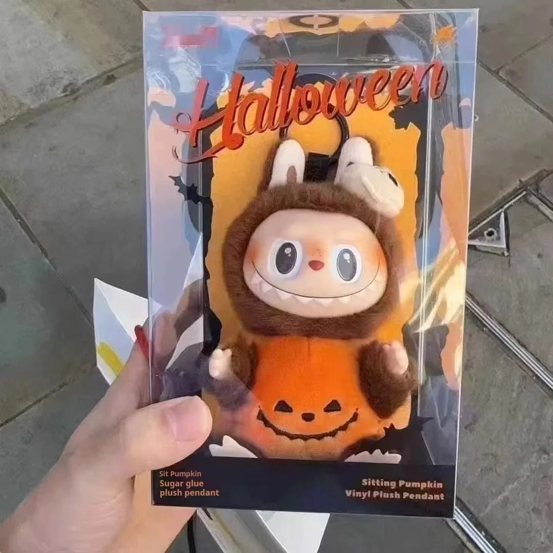 Versione cinese di Labrador Halloween Vinile Zucca Mostro Carnevale Labubu Vinile Bambola Zaino Decorazione Ciondolo Regalo di festa