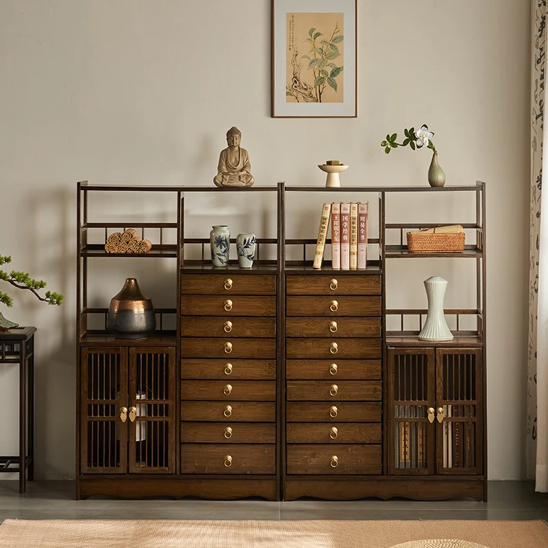 

Chinese-style Bogu rack, tea cabinet, tea set ornament, antique shelf, living room, solid wood floor-to-ceiling storage display