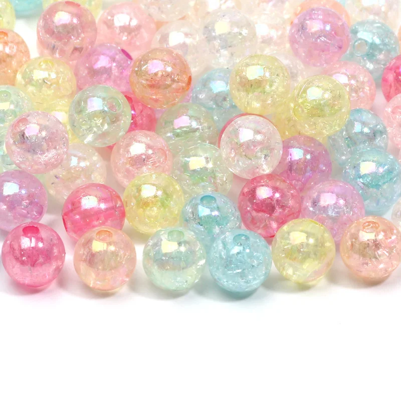 50pcs 8mm Mixed Color Random Acrylic Crack Beads For Jewelry Making Necklaces Bracelets Pendants Customized Material Accessories