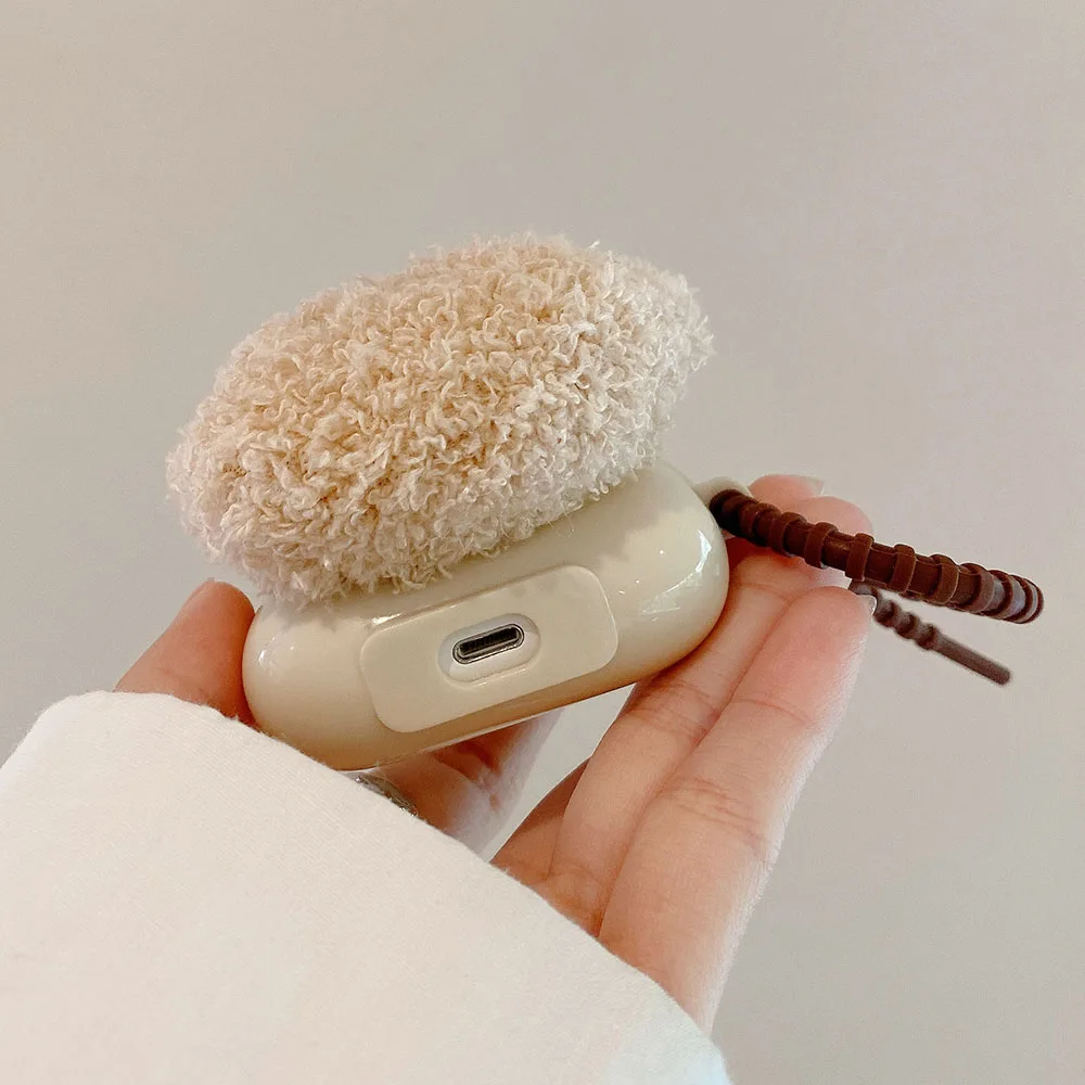 Cute Stuffed Plush Bear Earphone Case For AirPods 1 2 3 4 Pro Soft Bluetooth Headset Cover Case for Apple AirPod 2 with Keyring