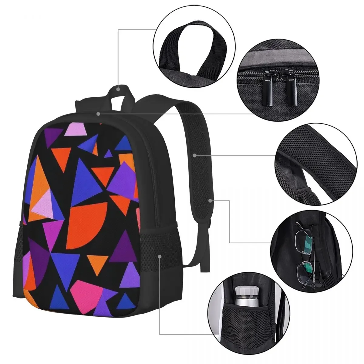 Irregular geometric backpack for boys and girls, children's backpack, laptop backpack, shoulder bag