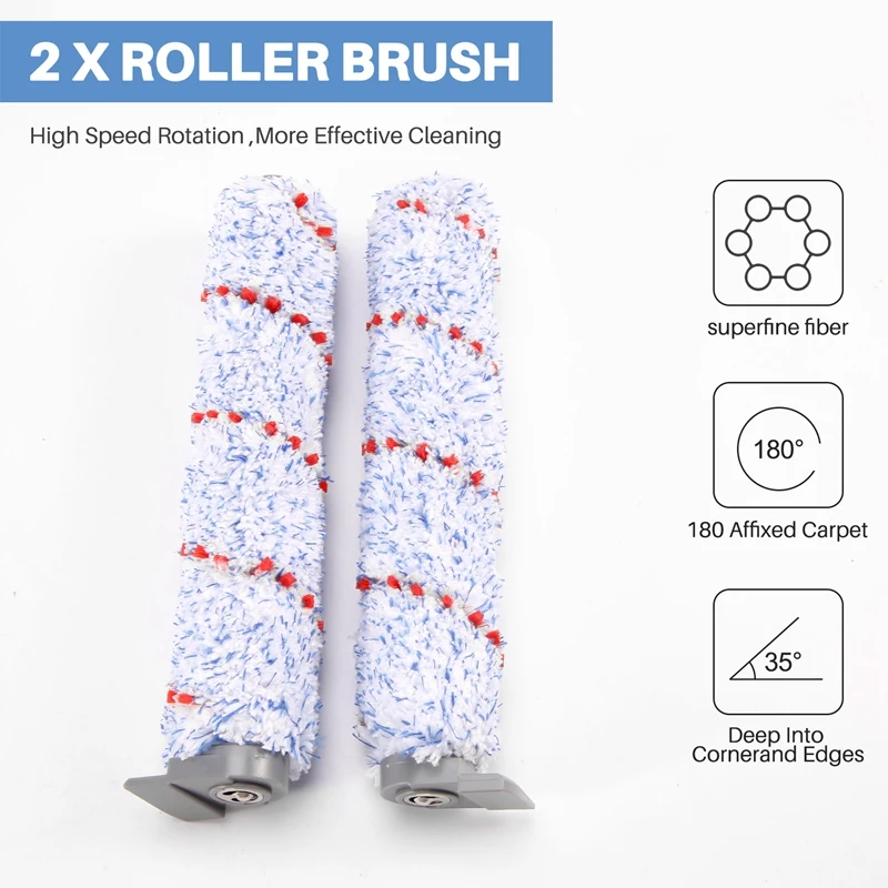 PROMOTION! Replacement Brush Roller For Tineco Ifloor Wet Dry Cordless Vacuum Cleaner, 2 Pack Roller Brush +2 Pre-Filter Foam