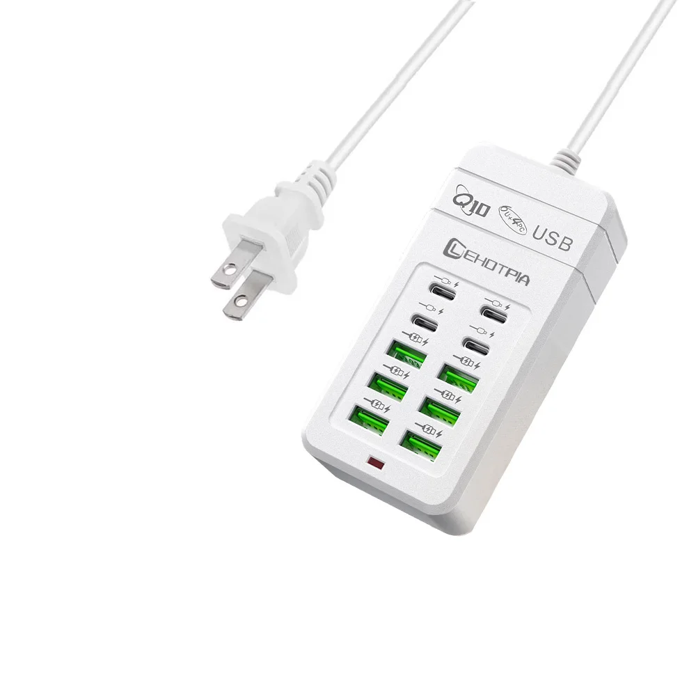 EU UK US Plug Meerdere Rapide USB-oplader Voedingsadapter 1,2 m Verlengsnoer 6 USB-A 4 USB-C Draagbaar voor mobiele telefoon USB-aansluiting