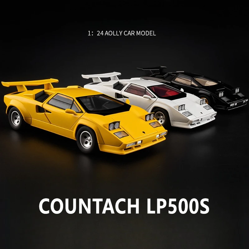 

1:24 Countach LP500S, литая под давлением модель автомобиля из сплава, игрушки со звуком, светом, открытыми дверцами, спортивный автомобиль, модный орнамент, подарки для мальчиков