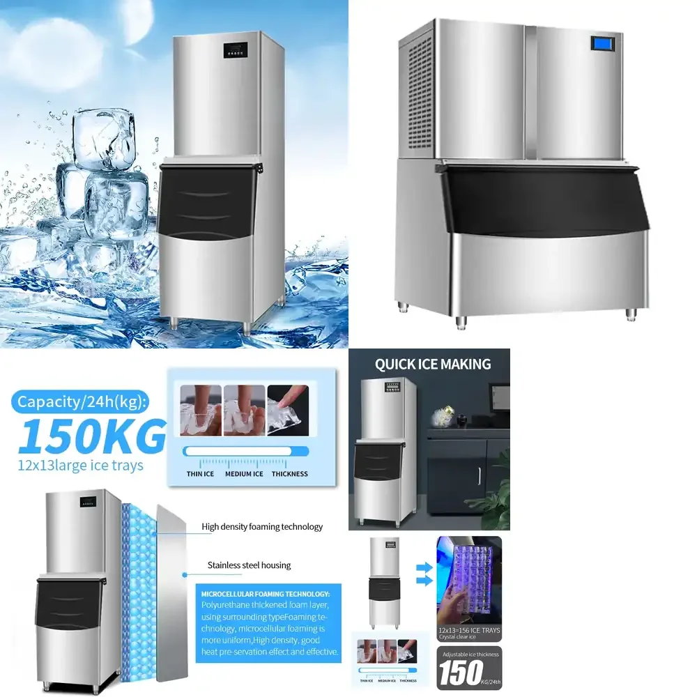 2026 Hot Sale Commercial Ice Machine for Shops and Bars - Large Capacity, Compact, Fully Automatic Square Ice Block