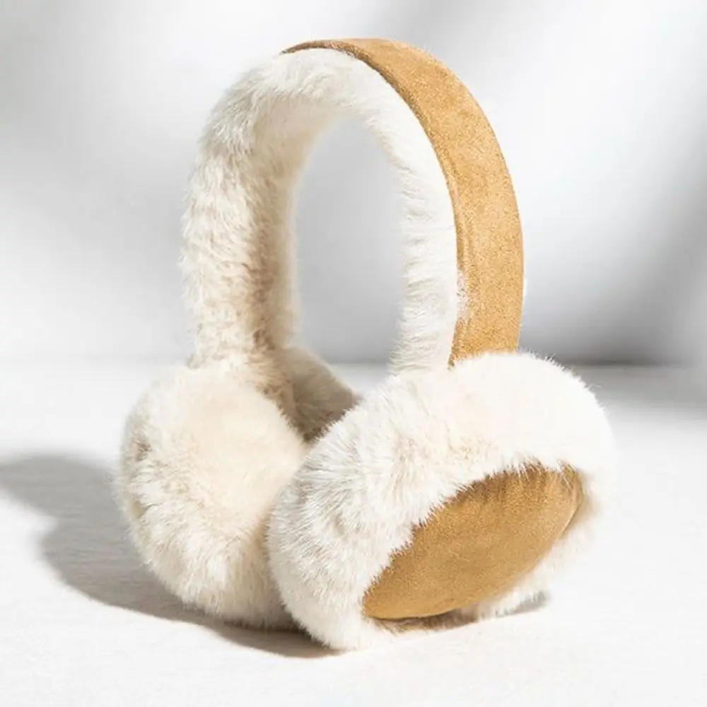 Penutup telinga earmuff mewah, Suede lucu penutup telinga penghangat telinga musim dingin dapat dilipat penutup telinga ski