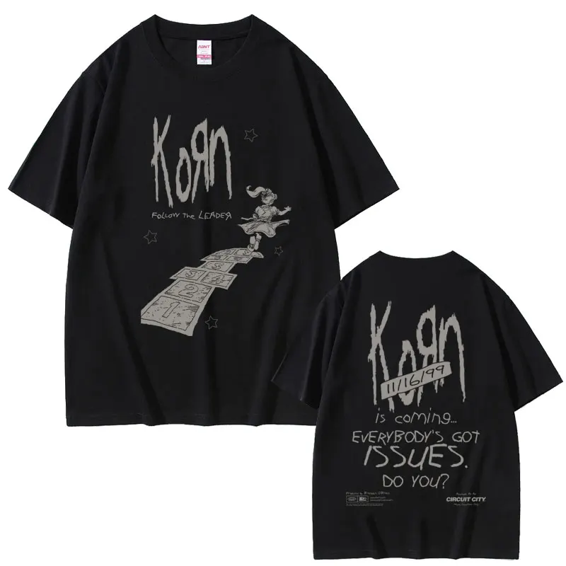 

Korn Follow The Leader Is Coming Evervbody's Got Is Sues Do You T-shirt Summer Men Women Rock Oversized Tshirt Male Vintage Tees