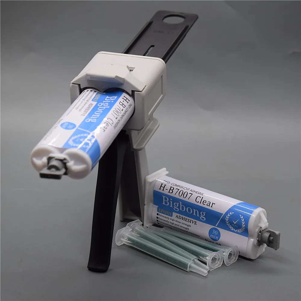 2 Stück 30-Minuten-Epoxidharzkleber, transparente Klebstoffe, 50 ml, 1:1 AB-Klebstoffe & 4 Stück statische Mischdüsen & 50 ml Kartuschenpistolen, 1:1 Klebstoffpistole – Detail 4