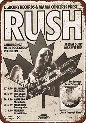 Unoopler 1979 Rush in Germany Vintage Look Reproduction Metal Tin Sign 8X12 Inches sign
