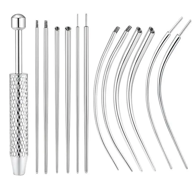 * Stainless Steel Titanium Curved Piercing Taper Tool Earring Applicator Professional Puncture Straight/Curved Pole Earring Tool