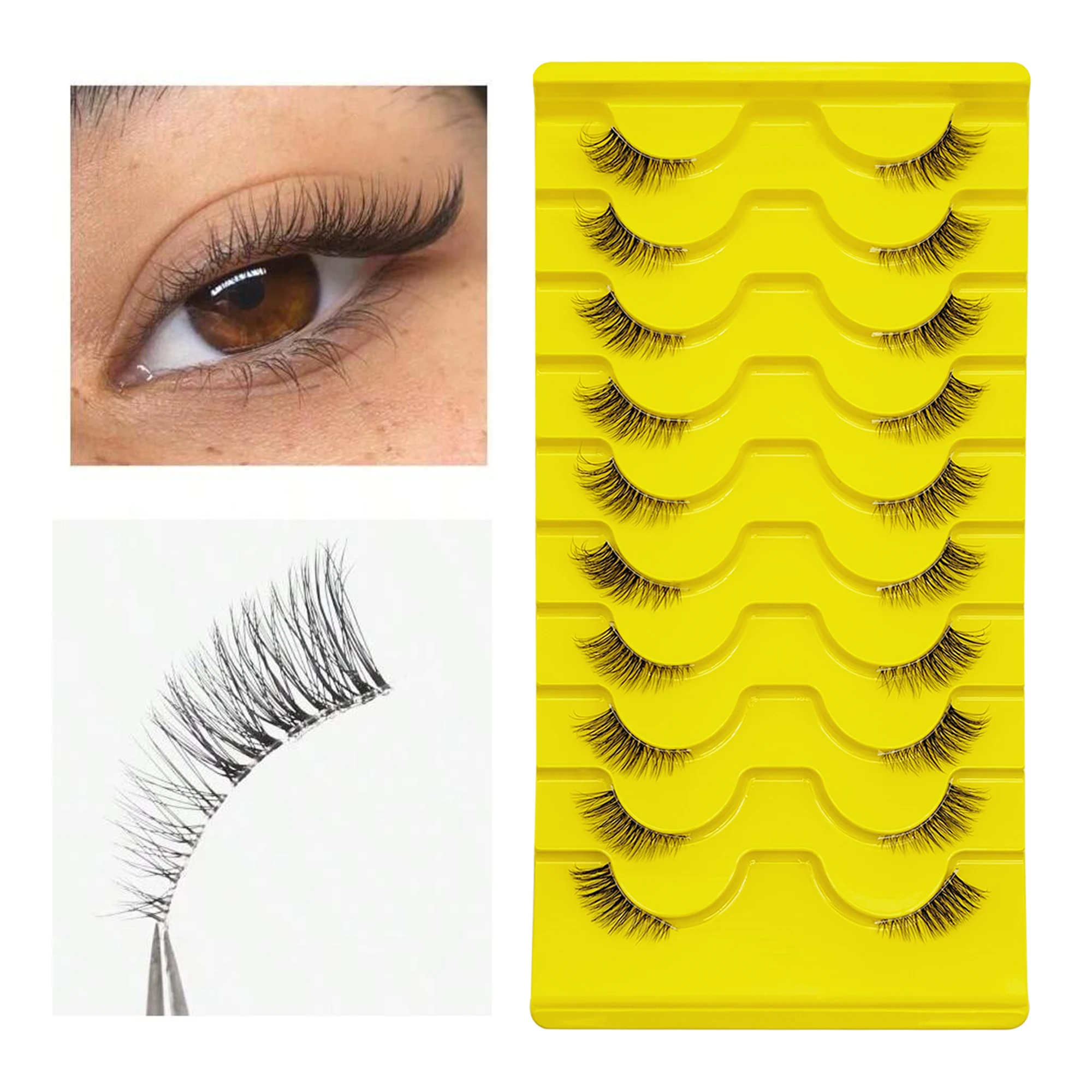 

10 Paare halbe gefälschte Wimpern Manga Wimpern weiche natürliche Katze Wimpern Make-up-Tool Erweiterung klare Band Wimpern