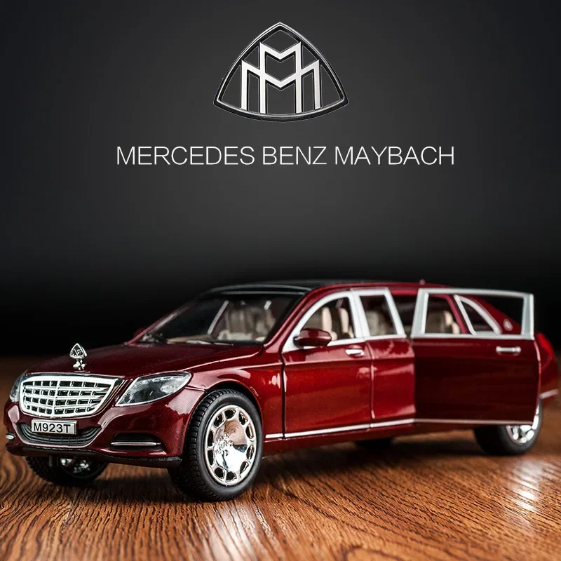 1:24 Maybach S600 Pullman Alloy Luxy Car Model Diecasts Metal Vehicles Simulation Sound And Light For Childrens Toys Gift