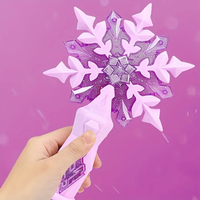 Princess Snow Wand Toy Snowflake Light Sound Kids Cosplay Fairy Girls Glowing Wands Christmas Halloween Children Toys