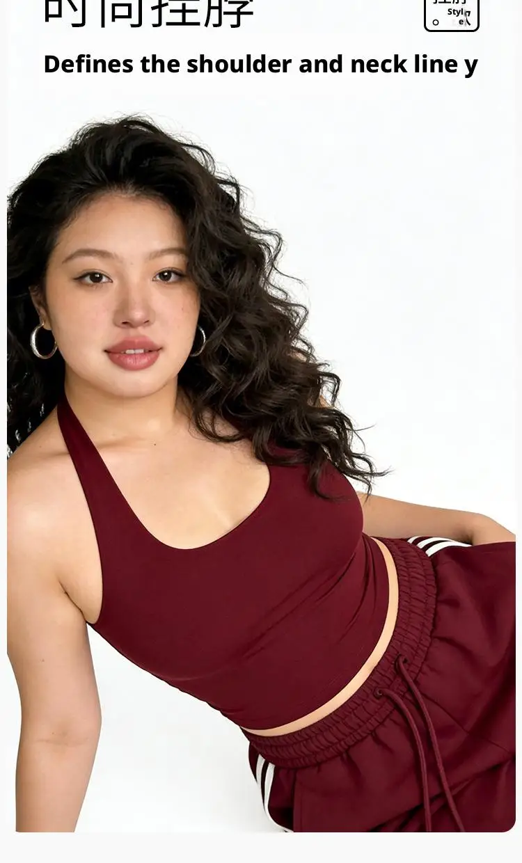 S-3XL Für 40-90kg Übergrößen Neckholder-Camisole-Top für Damen mit Brustpolster, schönem Rückendesign und festem Cup, Tanktops – Detail 5