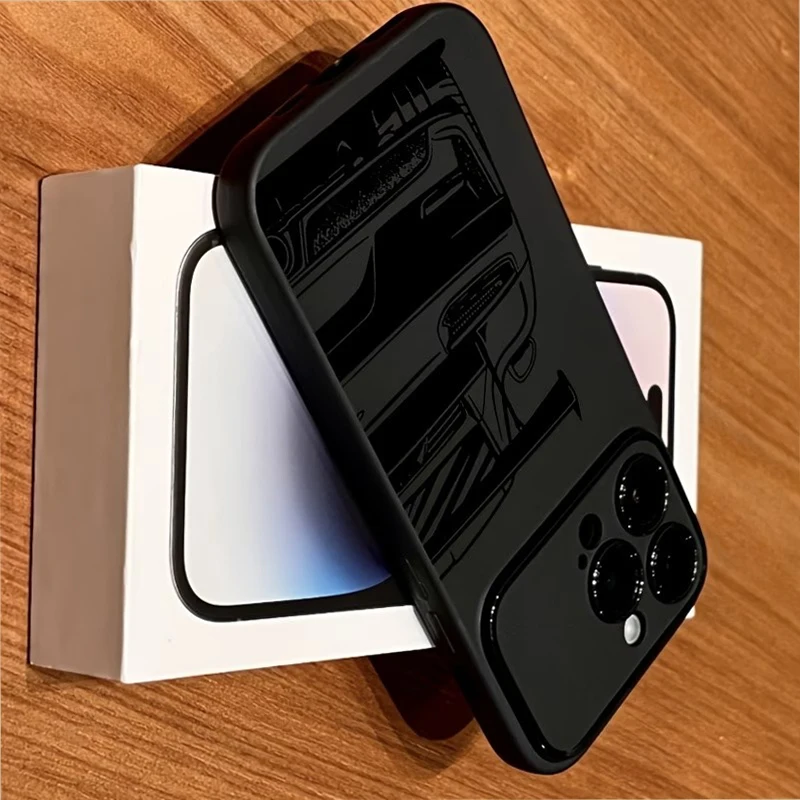 Line-Drawing of a Sports Car Phone Case For iPhone 11 12 13 14 15 16 17 Pro Max Plus 17 Air X XS MAX XR Matte Silicone Cover view 4