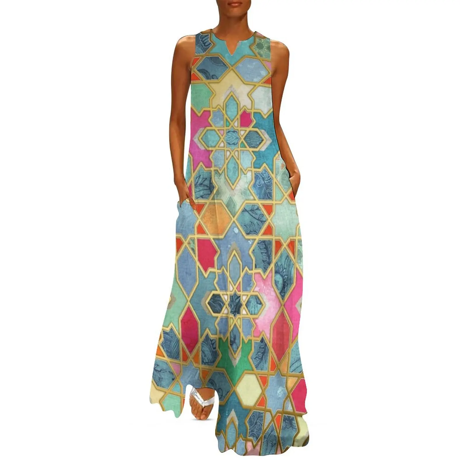 

Gilt & Glory - Colorful Moroccan Mosaic Long Dress Women's long dress Women's clothing summer dress