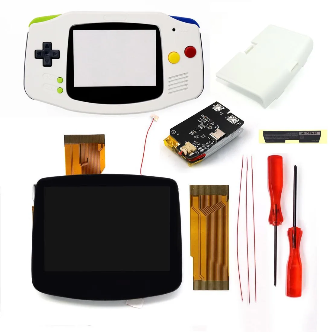 HISPEEDIDO-Kit de retroiluminación de pantalla laminada LCD, 720x480, Retro Pixel GBA IPS V5, con batería recargable 1800, carcasa tipo C