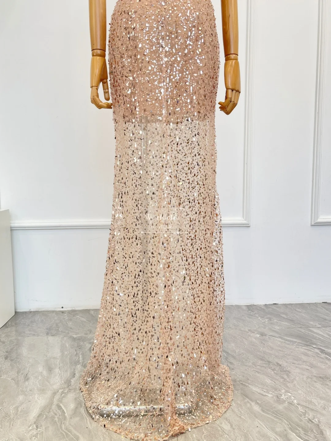 Paillettes perles sans manches dos nu poussiéreux rose Tube Maxi robes pour la fête