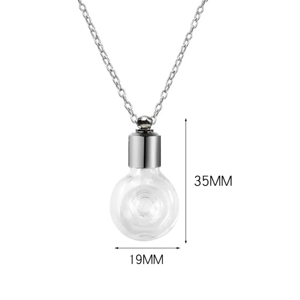 Portable Ashes Holder Glass Bottle with Chain Transparent Glass Perfume Vial Pendant DIY Fillable Wishing Bottle