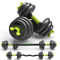 4 in 1 multifunctional adjustable dumble set,20kg, total,with optional handle for kettlebell, curl and straight bar