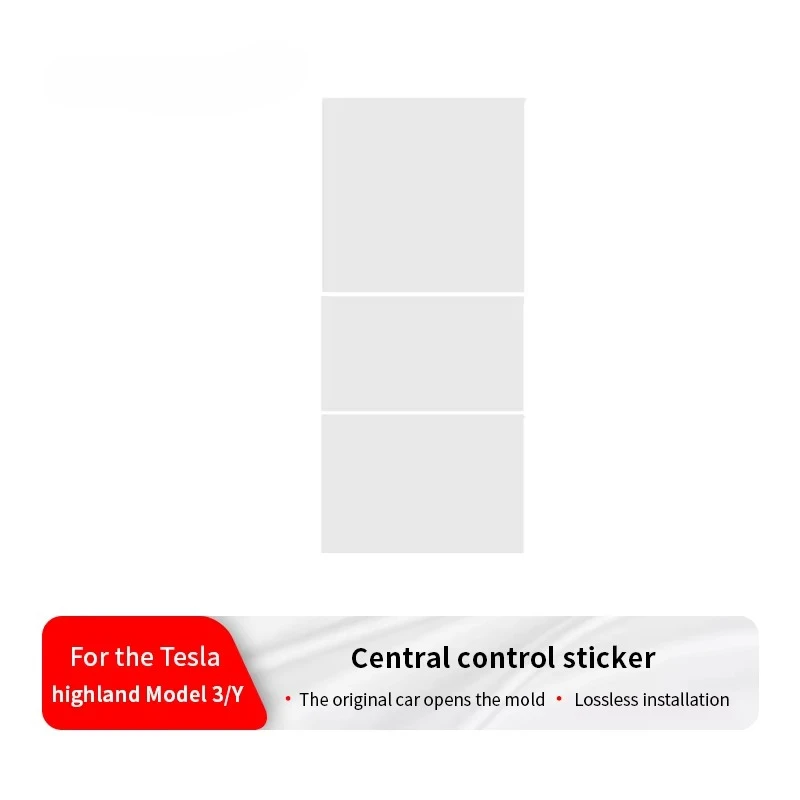 For Tesla 2025 Model 3 Y YL Center Console Panel Grain Film Central Control Car dashboard cover sticker Mute white