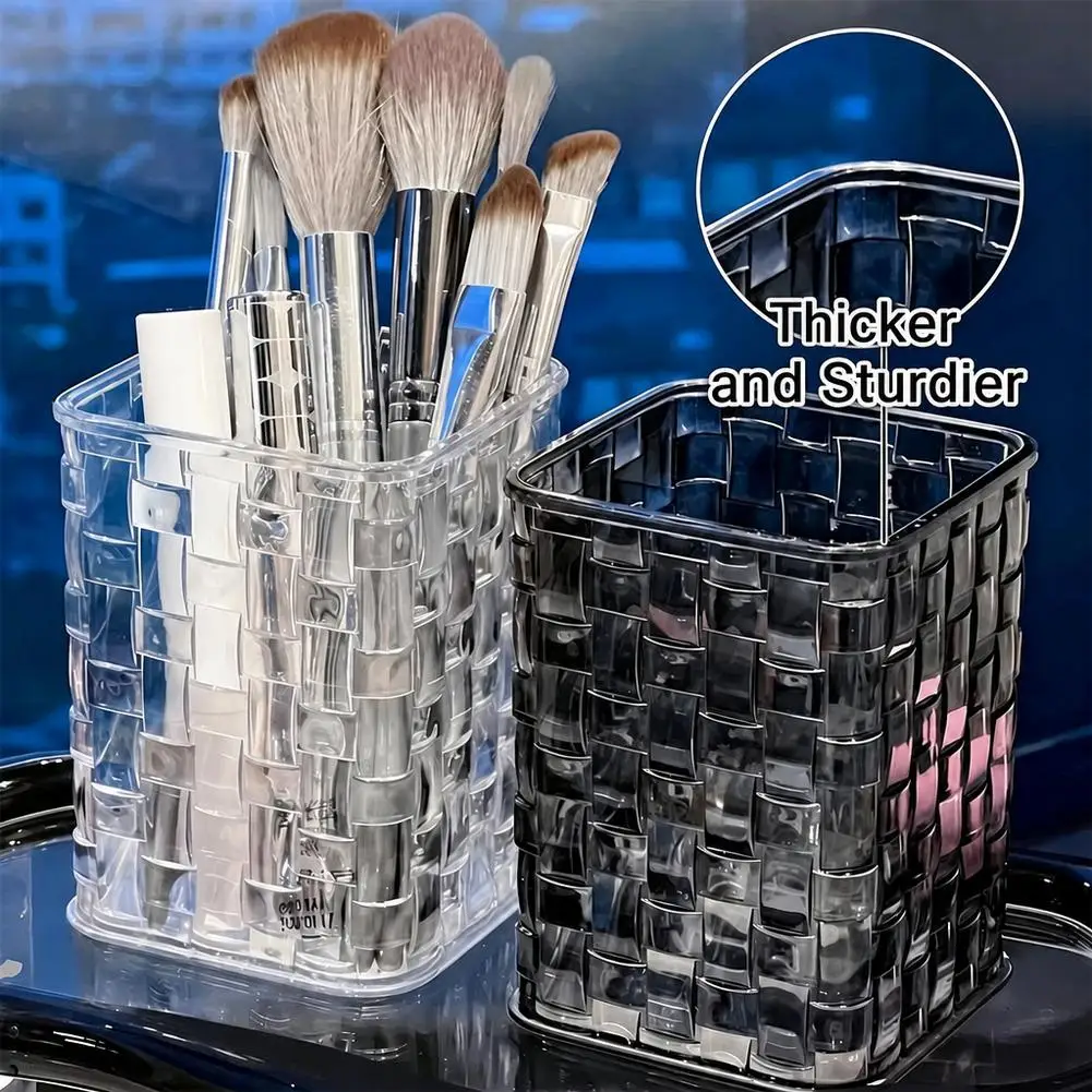 Caja de almacenamiento transparente de acrílico para brochas de maquillaje, organizador de cosméticos para escritorio, portalápices para tocador, expositor de herramientas para labiales y otros productos de maquillaje.