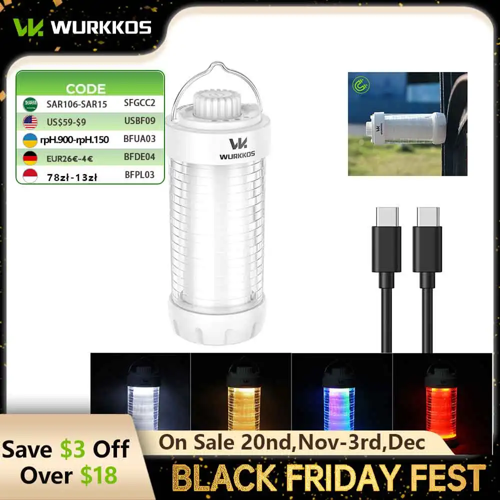Wurkkos CL01 EDC Work Light Power Bank Small Outdoor Lamp Camping Flashlight 550LM Portable Magnetic Lamp 360° Mini Magnetic Lam