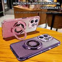 For Infinix Smart 8 Phone Case, Flash Powder Gradient Rhinestone Electroplating Bracket Cover