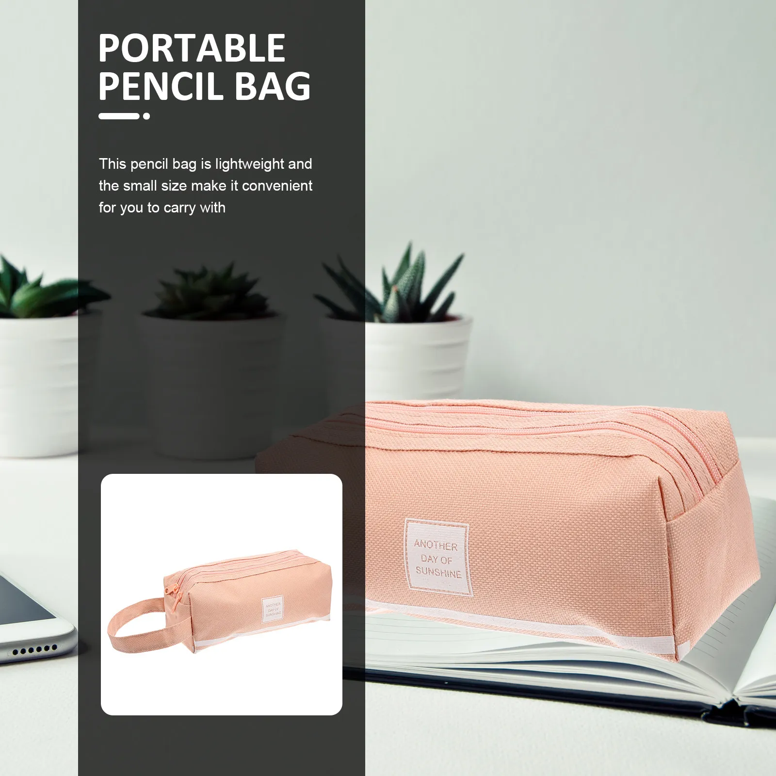 Large Capacity Double Layer Pencil Bag Zipper Closure Lightweight Portable Stationery Organizer for Students Teachers Office