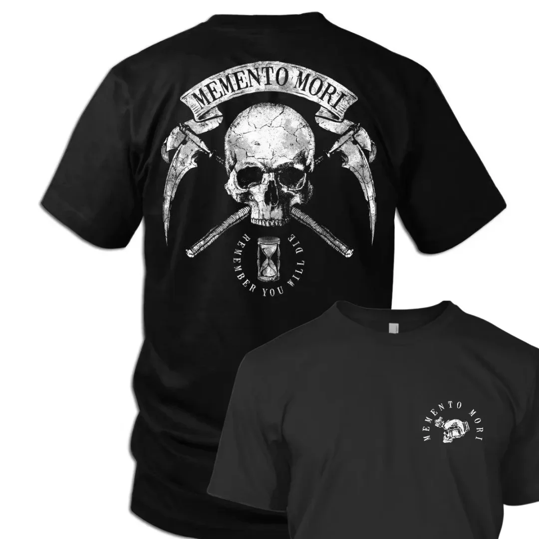 2026 New Vintage 3D Memento Mori Printed Men's T-shirt Trend Cool Street Crew Neck Short Sleeve Summer Casual Man Streetwear