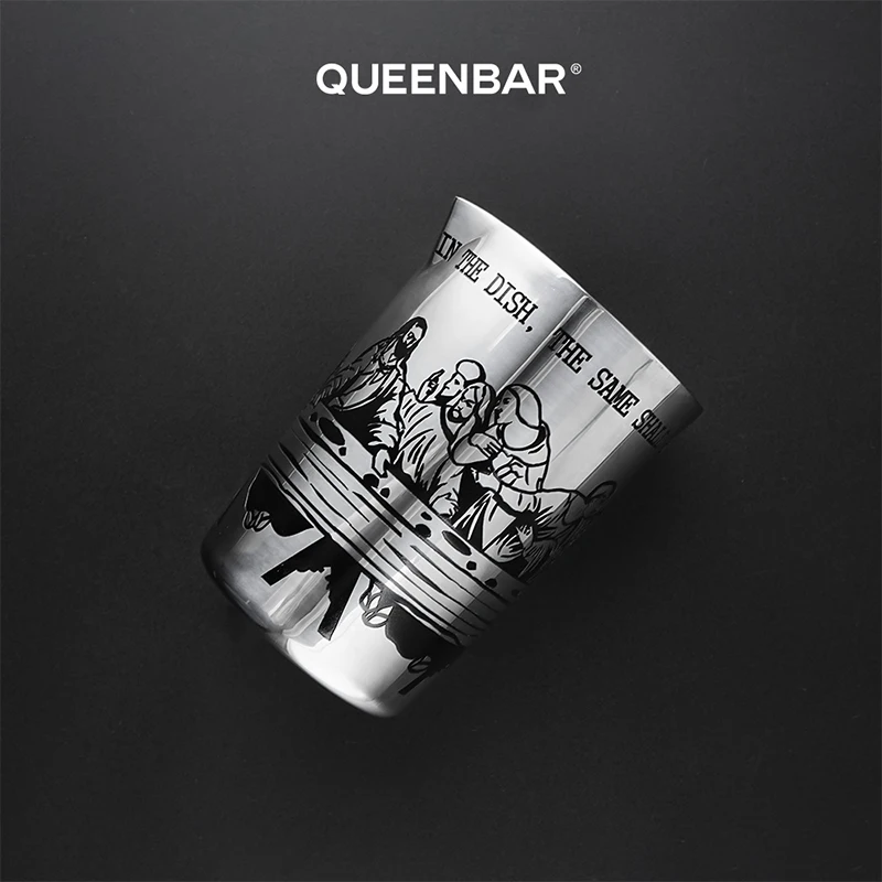 Queen bar 1 stücke handgemachte Shaker Tasse geätzt Craft Mixer personal isierte chinesische Stil Shaker Krug, das letzte Abendessen