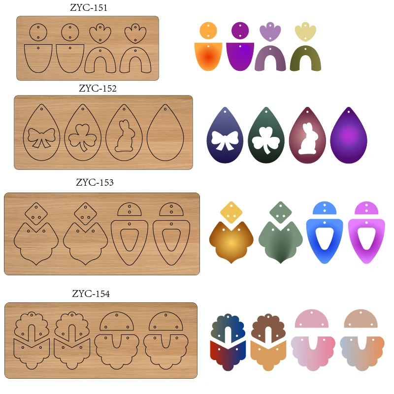 

ZYC-151-152-153-154 Earrings wooden cutting mold suitable for die-cutting machines