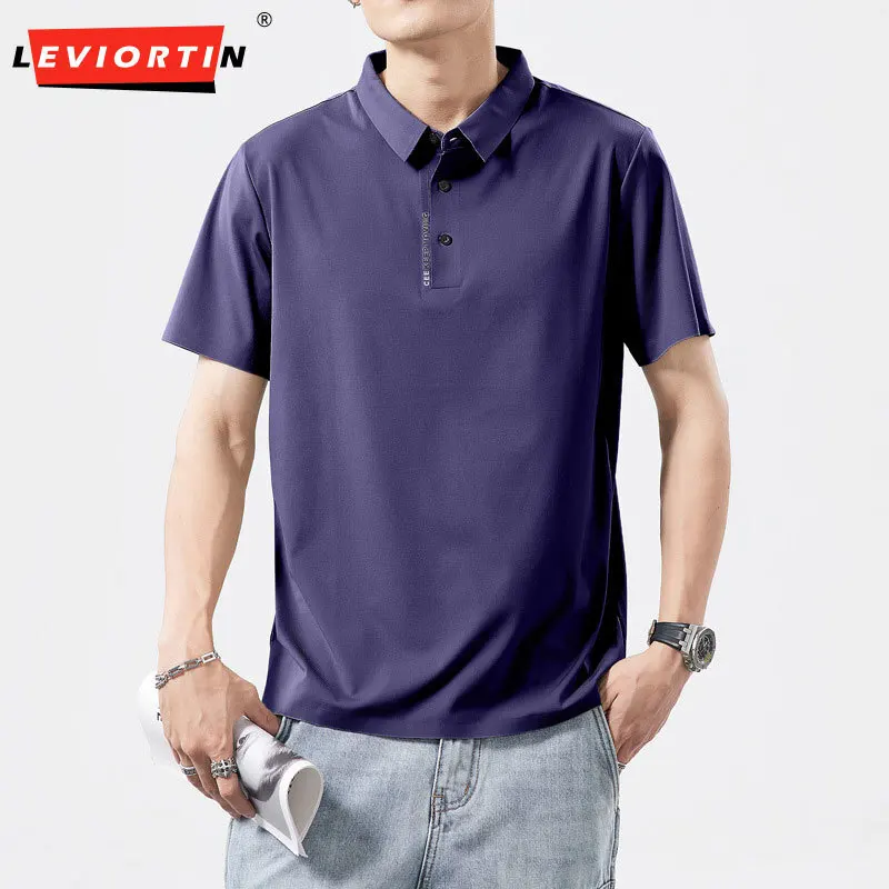 2025 Summer New  Men's Youth Fashion Versatile Simple Collar Polo Shirt Loose Thin Breathable Solid Color Short Sleeve Top