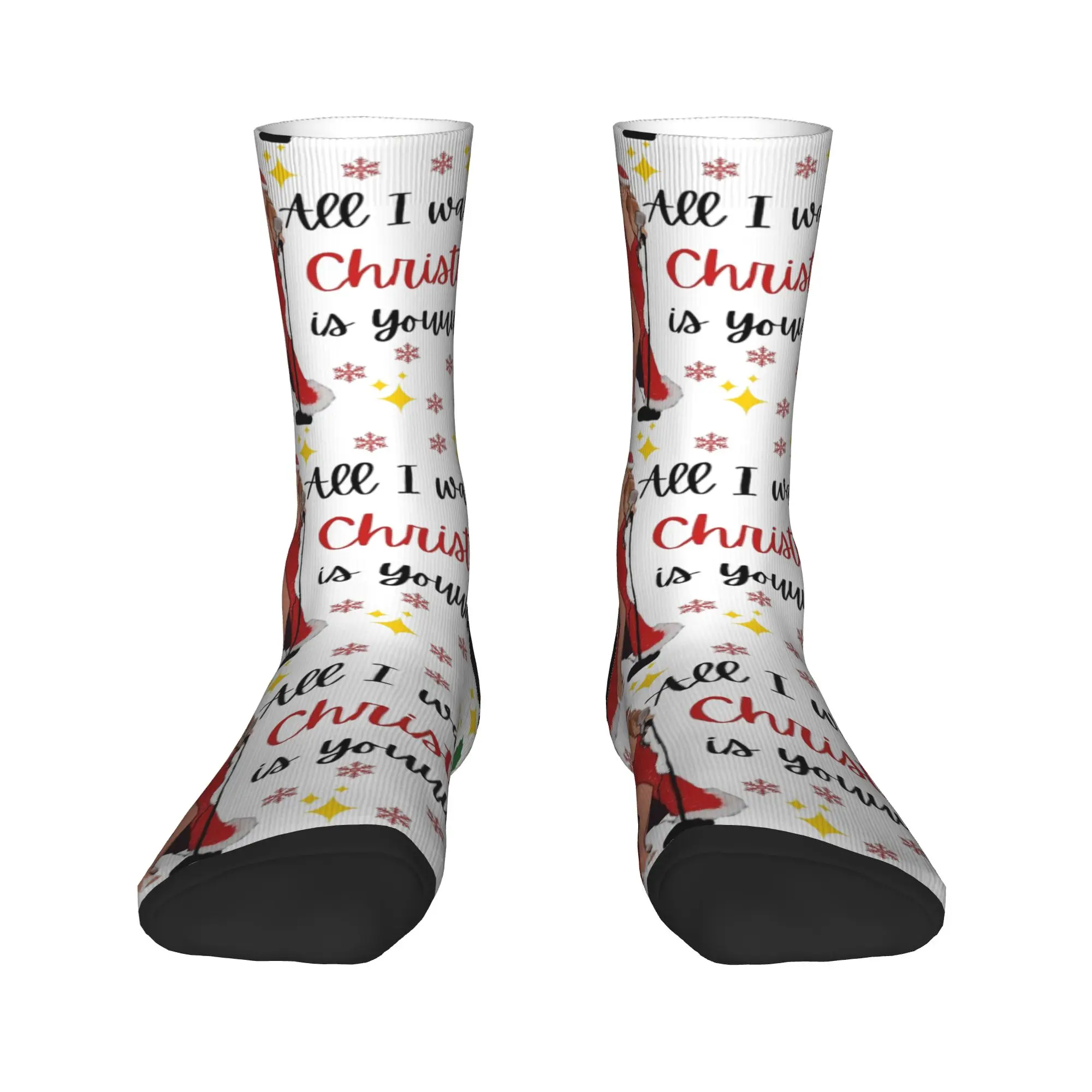 Mariahs Stockings  Carey snowflakes Graphic Vintage Socks Spring Anti Sweat Socks Adults Men Cycling Soft Socks