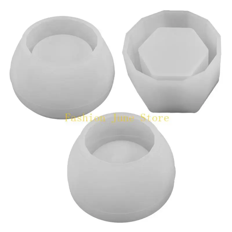 N5KA Fruit Tray Plate Casting Mold Handmade Round Bowl Hexagon Cup Dishes Resin Mold