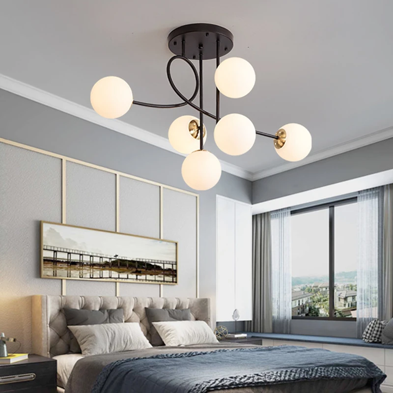 

Nordic luxury ceiling lights Ball glass ceiling light Home Living Room indoor black gold decoration kitchen island lighting