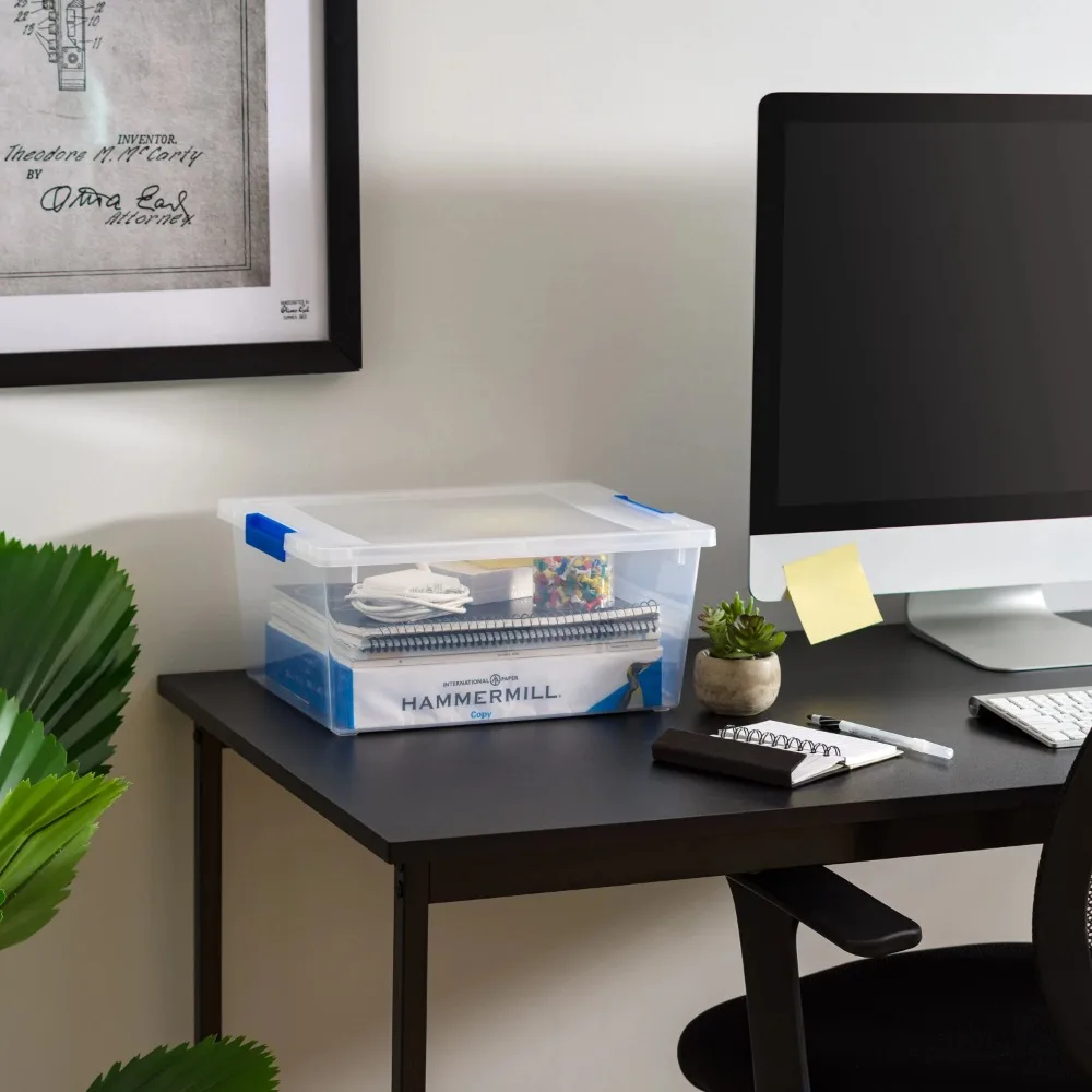 12 Qt. Plastic Storage Bins with Lids, Clear Containers, Latching Totes 4Pk