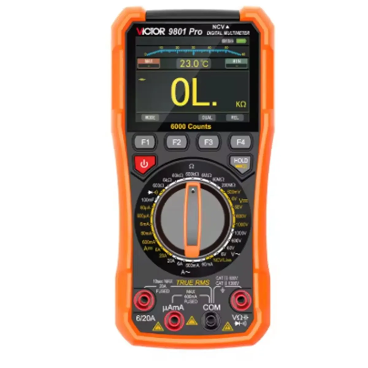 DT75BG  VC9801pro Color Screen Rechargeable Multimeter 1000V/20A 5999Counts NCV/-RMS Tester with Accessories Type-C Charging