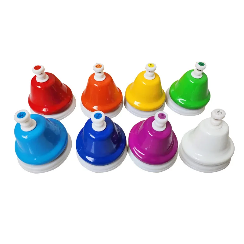 Orff Musical Instrument Set Handbell Colorful 8-Note Hand Bell Child Music Toy Baby Early Education Beautiful Christmas Gift