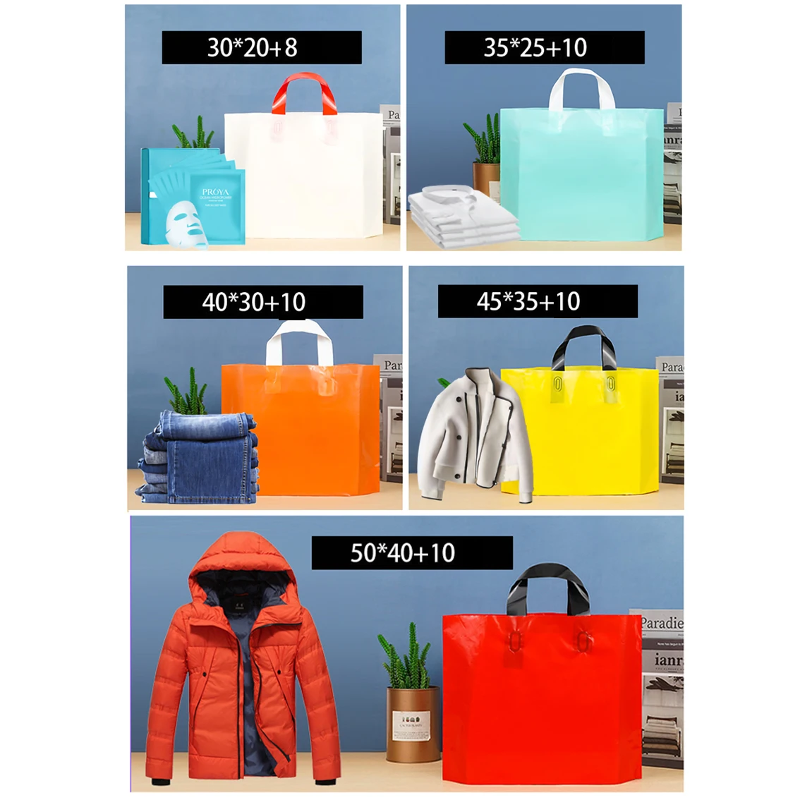 200pcs custom logo Shopping Bag Plastic Bag Gift Bag Clothing Store Personalized Bag Double-sided logo printing summer deals