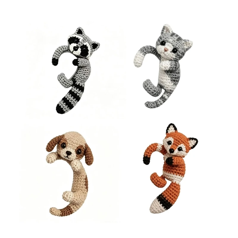 No Piercing Crocheted Animal Earring, Soft Yarn Clip-On Ear Accessory for Playful Daily Looks, Selected D0UB