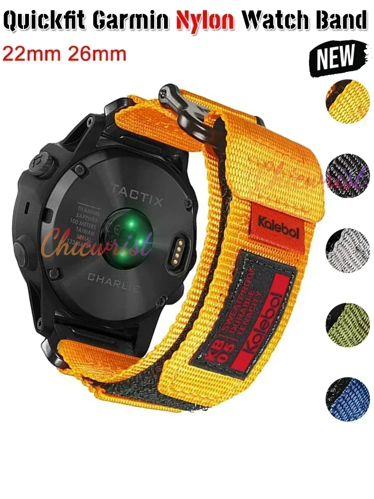 

22 26mm Nylon Tactical strap For GARMIN FENIX7 7X PRO 6 6X Soft wear-resistant Band body For 965 Instinctive QuickFit bracelet