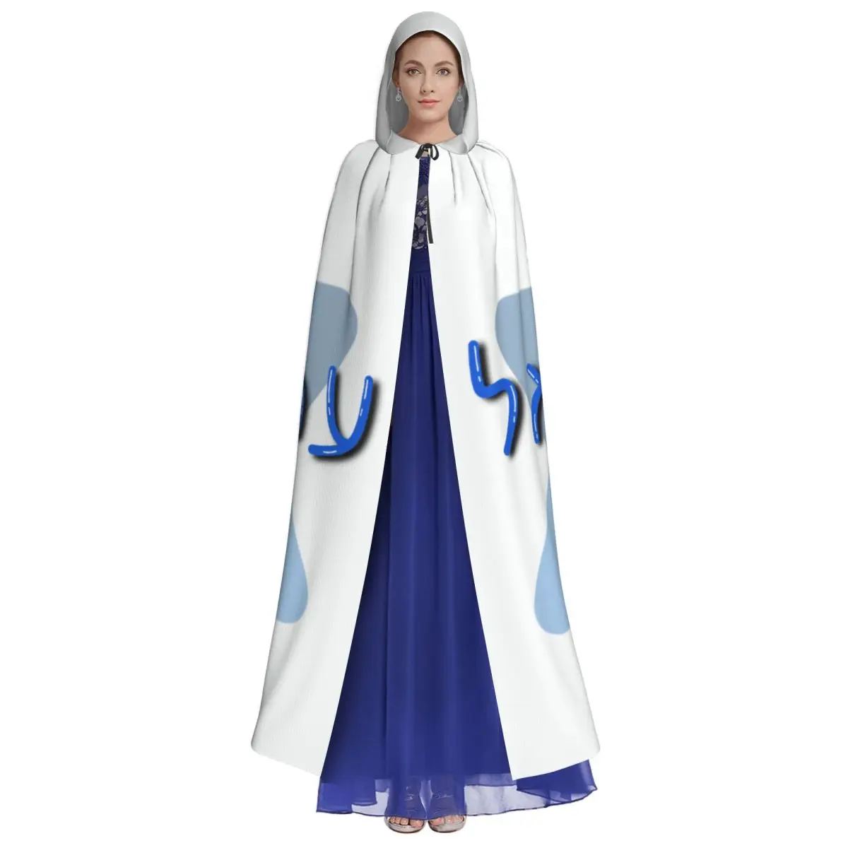 Cosplay Medieval Costumes Hebrew Hand Written Phrase Hooded Cloak Capes Long Robes Jackets Coat Carnival