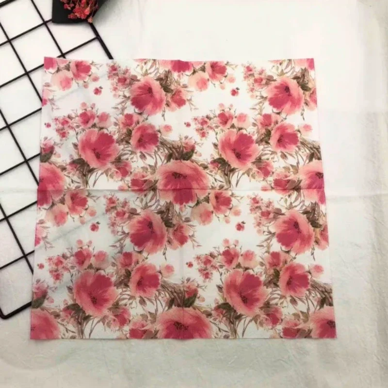 Colourful Napkins Printed Square Paper Napkins Restaurant Floral Facial Tissue Hotel Wedding Table Setting Pure Wood Pulp Paper