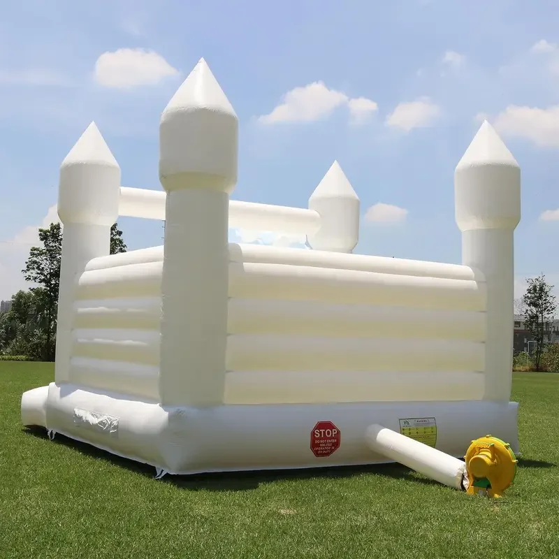 Commercial White BOUNCE House สําหรับผู้ใหญ่ PVC Inflatable บ้านตีกลับขนาดใหญ่สําหรับเด็ก Blower งานแต่งงานวันเกิดตกแต่ง