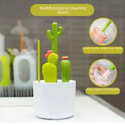 Cactus Brush Set Multifunctional Cactus Cup Brush Baby Nipple Brush Bottle Cleaning Brush Suction Tube Brush Household Cleaning