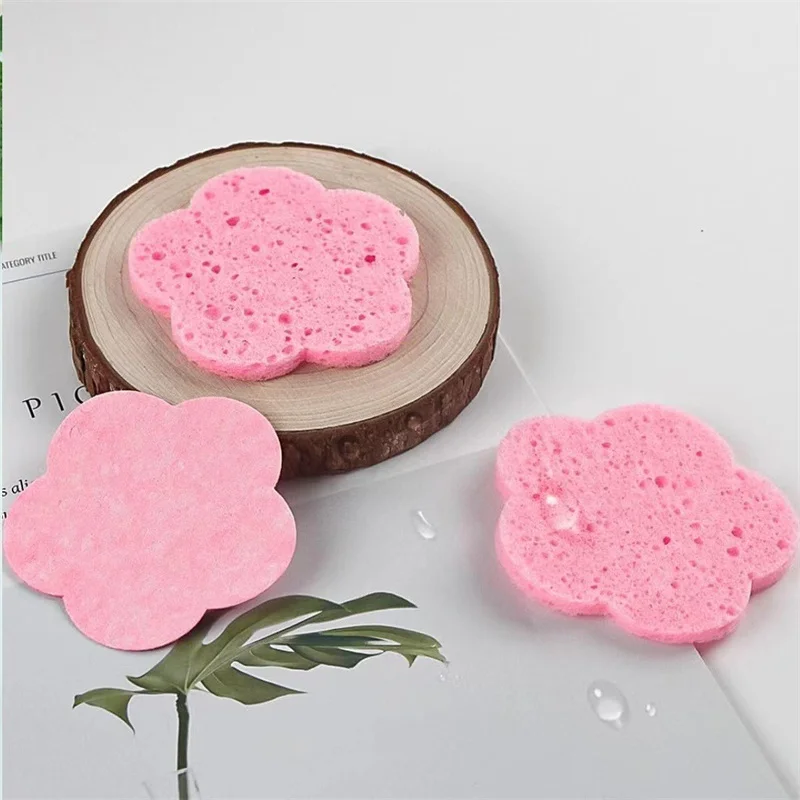 Éponges faciales réutilisables en forme de fleur, 10 pièces, tampons de nettoyage du visage naturels compressés, exfoliants pour le nettoyage ﻿