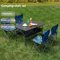 Outdoor Camping Table 4 People Outdoor Table chairs Set Folding Chair Portable Camping Folding Desk Camping Fishing Outdoor Gear